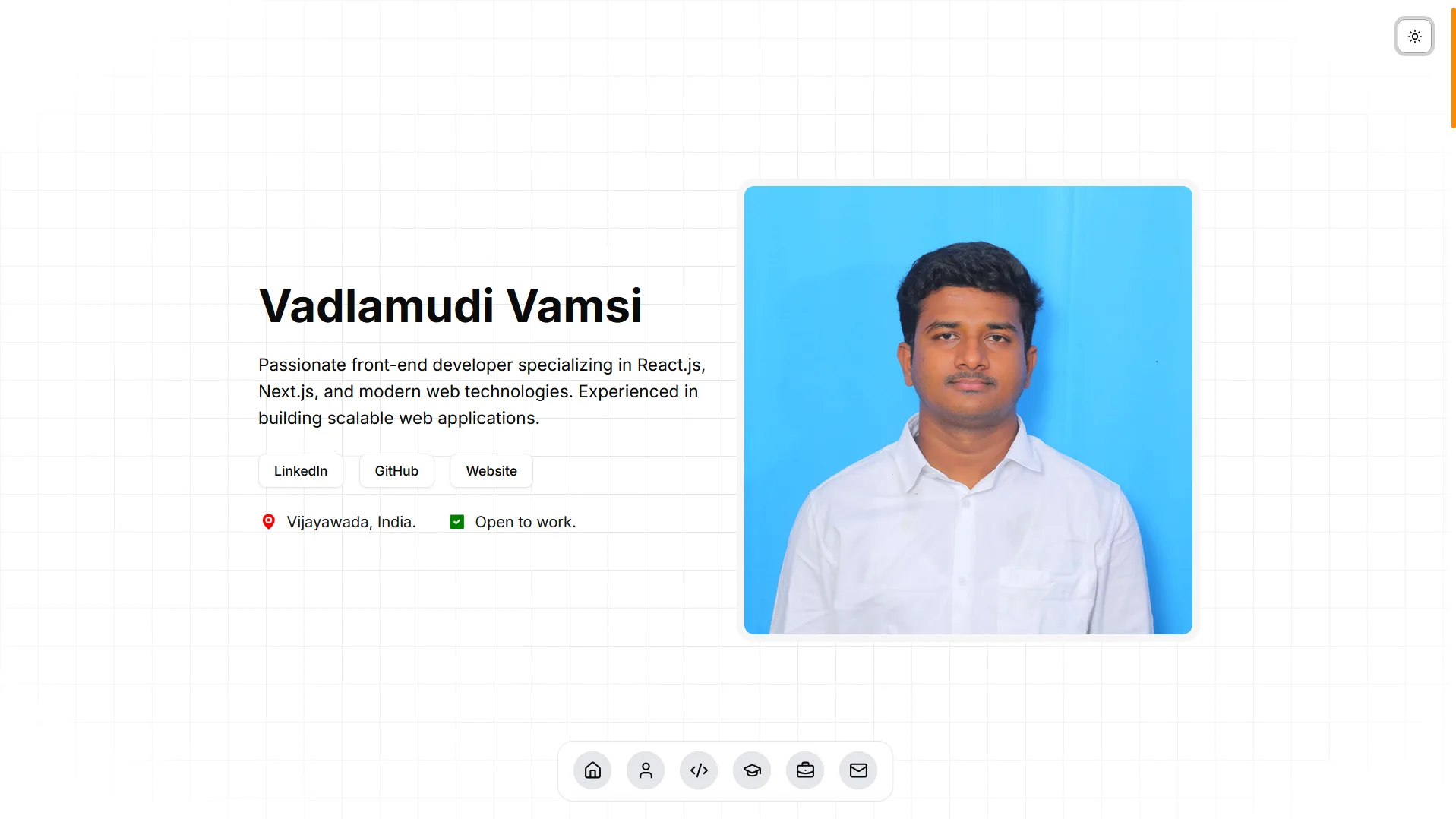 Vamsi V — personal portfolio website